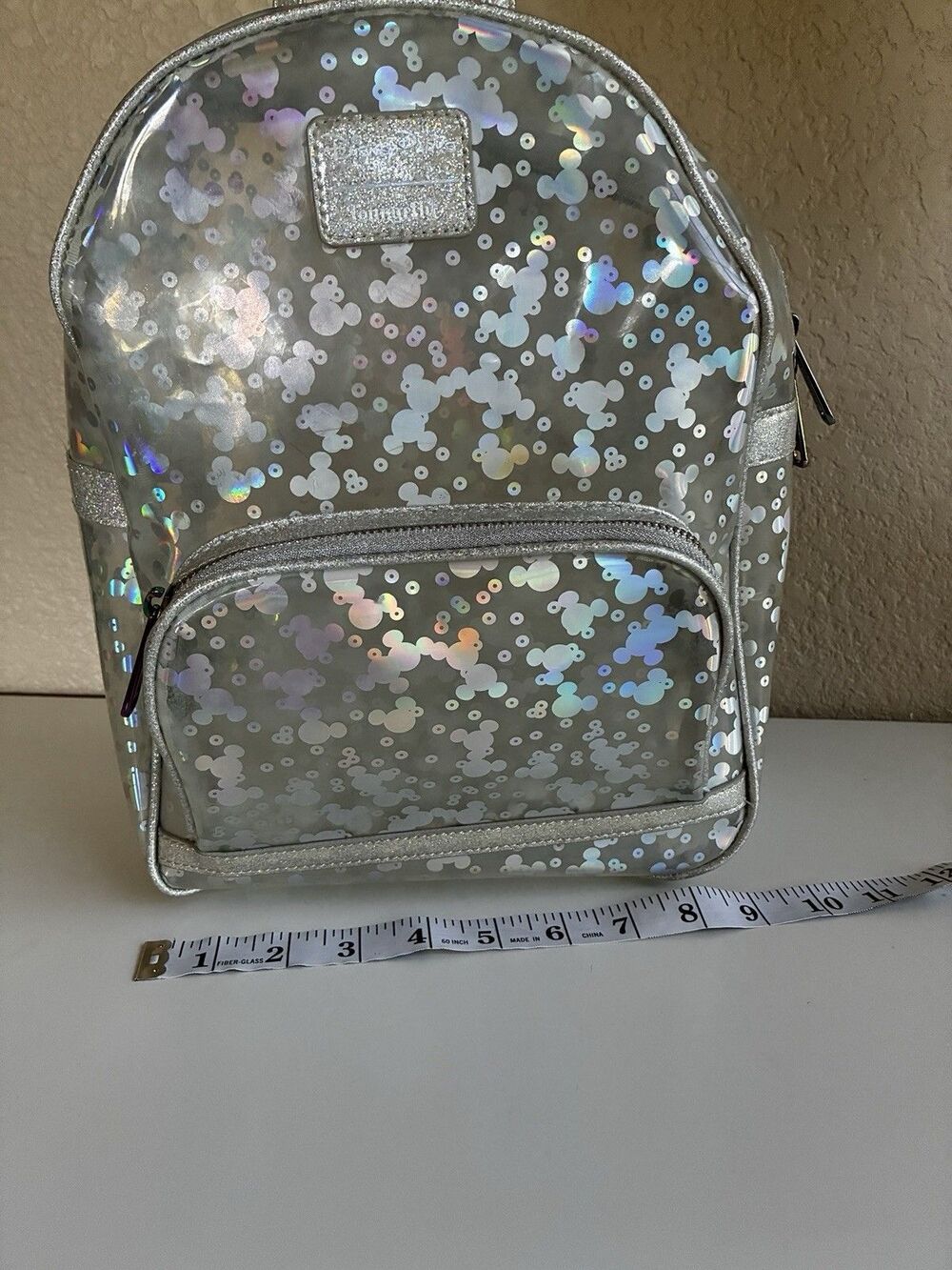 Disney Mickey Mouse confetti Loungefly Clear Bag holographic backpack - Picture 4 of 7